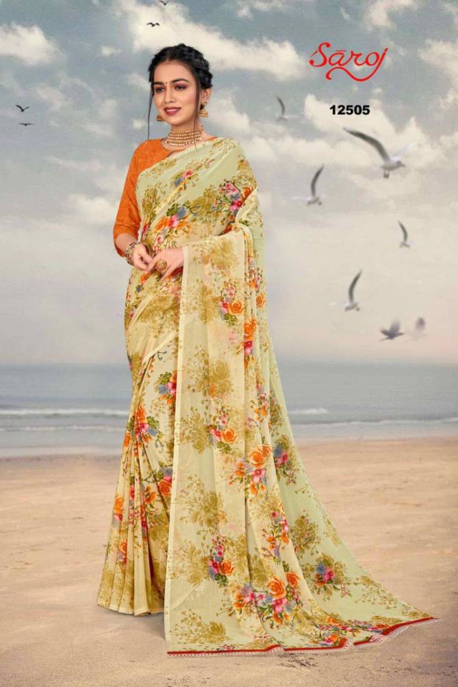 Saroj Spring 3 New Fancy Regular Wear Georgette Printed Saree Collection